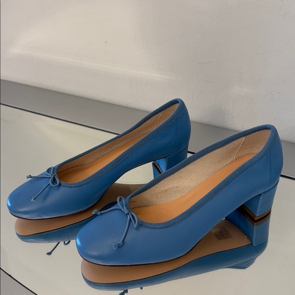 J. CREW Kate Block Heel Ballet Pumps Blue Women's Size 7 - Picture 2 of 16